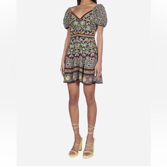 NWT! Alice + Olivia Dana Puff-Sleeve Flare Dress size 14 - Picture 16 of 16